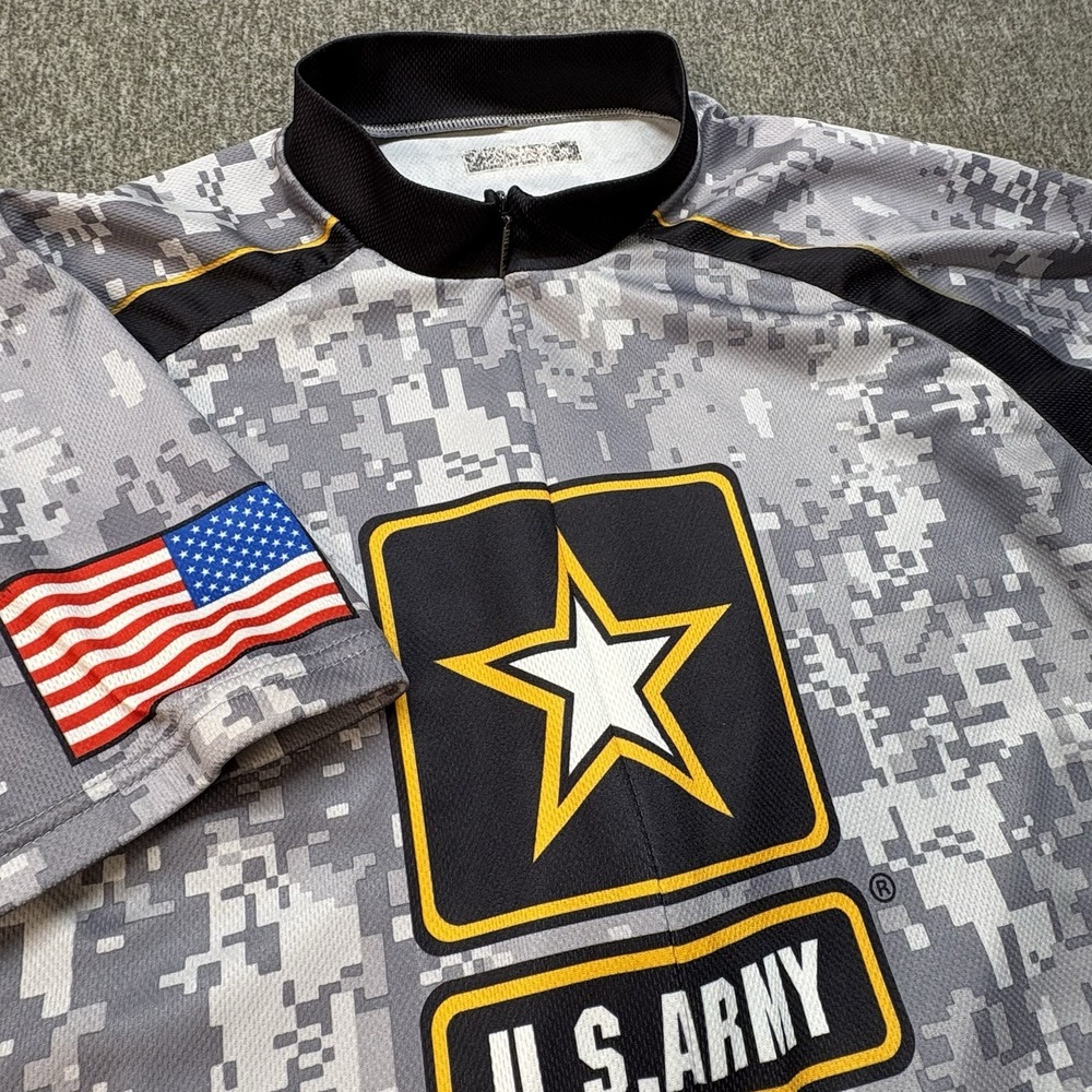 Primal Cycling Jersey Men's XL Gray Digital Camo US Army Full Zip Polyester